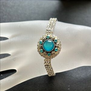 Elegant Silver and Blue Bracelet